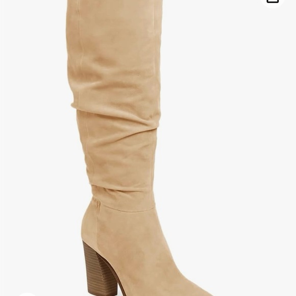 Swede over-knee pointed toe heel boot - Picture 4 of 4